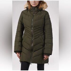 NWT PAJAR WOMEN'S QUEENS FAUX FUR PUFFER HOODED DOWN COAT IN SIZE S